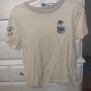 American Eagle Hawaii Cropped White Tee